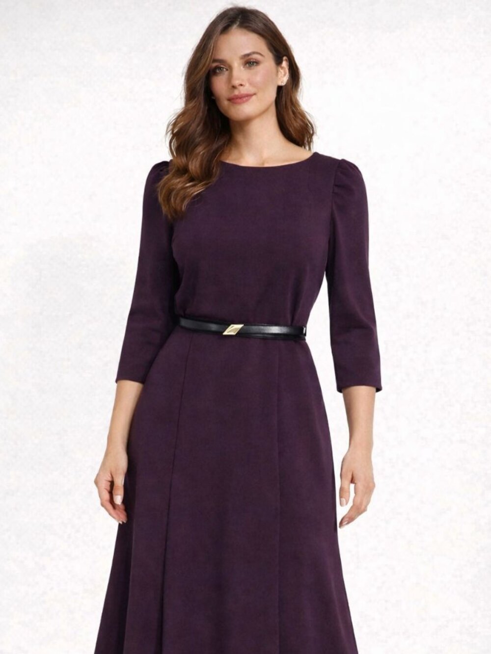 Calvin Klein Deep Purple Long Sleeve Dress